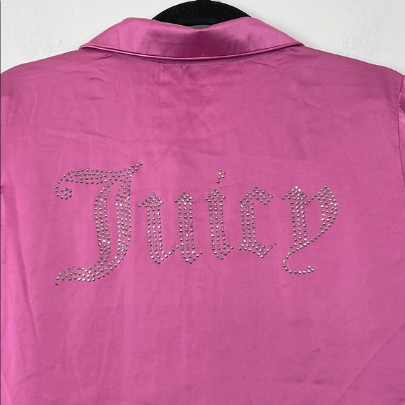 Juicy Couture Women's M Satin Pink Barbiecore Button Down Lounge Pajama Set - Picture 8 of 15
